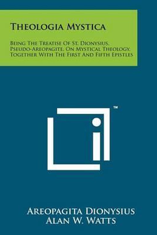Boekomslag van "Theologia Mystica" met de tekst "Theologia Mystica" op een groen vlak.