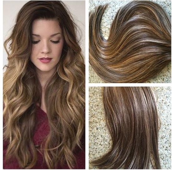 bol.com | Clip In Hairextensions "Cacao brown Mix"100%echt haar extensions  120gram