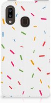 Geschikt voor Samsung Galaxy A30 Flip Style Cover Donut Roze