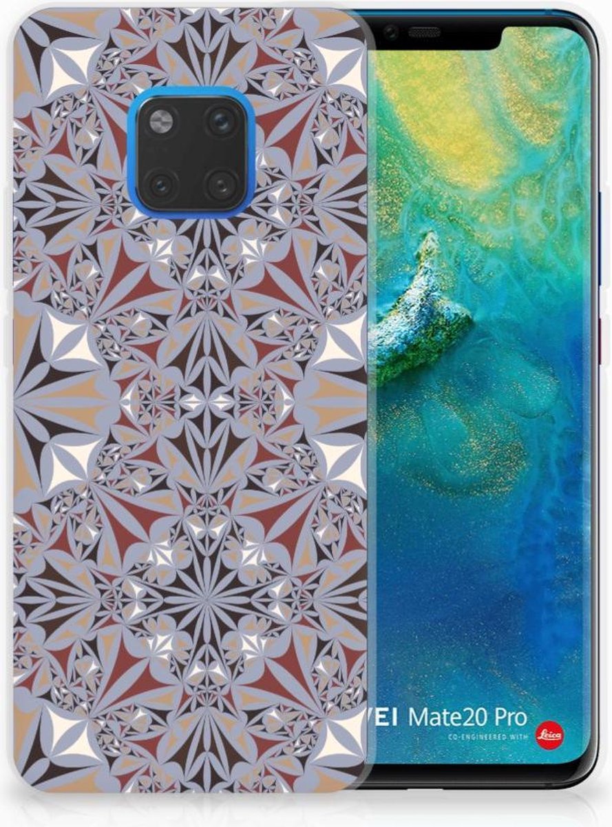 Back Cover voor Huawei Mate 20 Pro TPU Siliconen Hoesje Flower Tiles