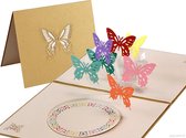 Pop up gelukskaart 7 vliegende vlinders 3D wenskaart Felicitatie Verjaardag
