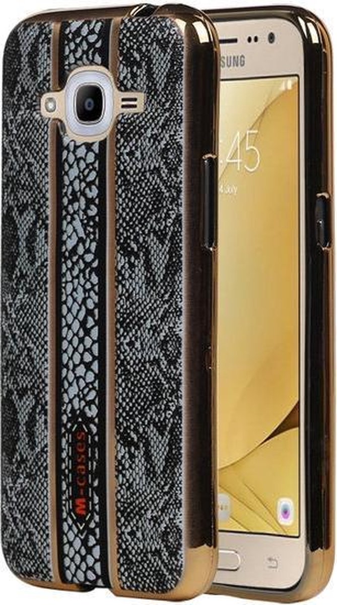 M-Cases Zwart Slang Design TPU back case hoesje voor Samsung Galaxy J2 2016