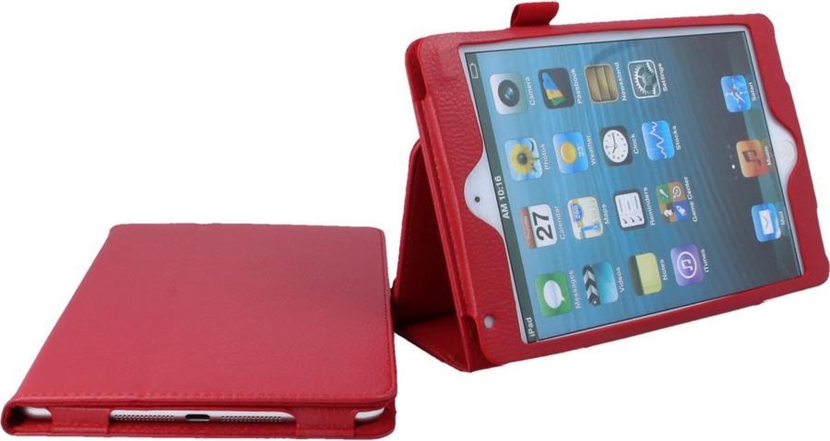 Apple iPad mini 4 Leather Stand Case Rood Red
