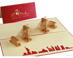 Popcards.nl pop-up kaart - New York Brooklyn Bridge Big Apple Architectuur Bouwwerk Vaderdag Verjaardag Felicitatie pop-up kaart 3D wenskaart