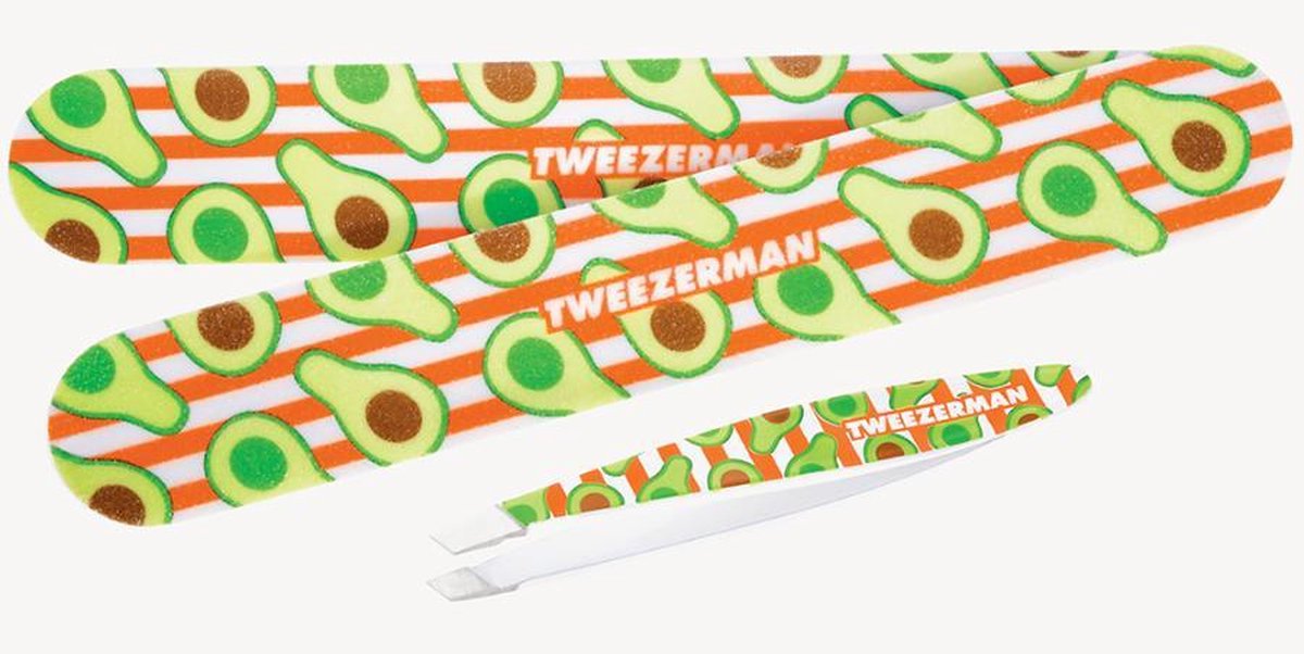 Tweezerman - Mini Slant Tweezer Avocado + 2 Avocado Filemates CADEAU
