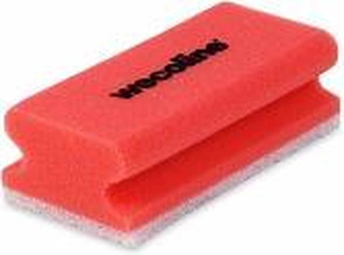 Goedkoopste Schuurspons met handgreep rood en wit vlies - 13060002