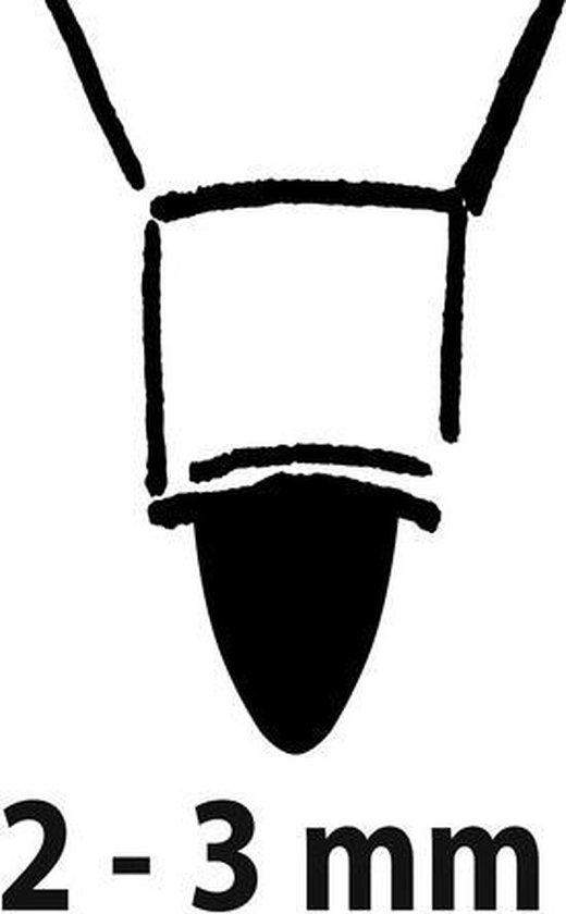 Illustratie van de punt van een marker met "2-3 mm" eronder.