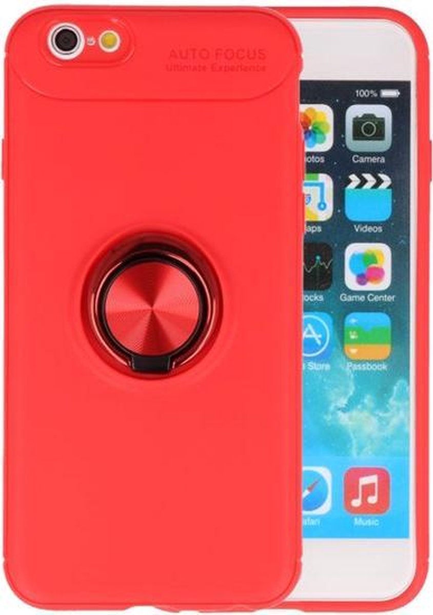 Rood Zacht TPU met Ringhouder hoesje voor Apple iPhone 6 / 6s