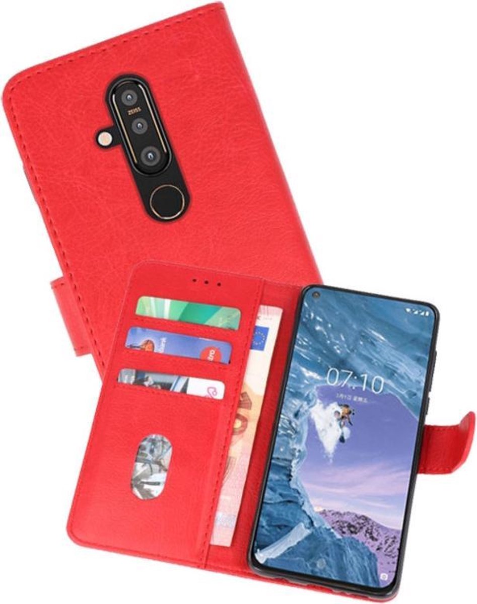Hoesje Geschikt voor de Nokia X71 - Kaarthouder Book Case Telefoonhoesje - Rood