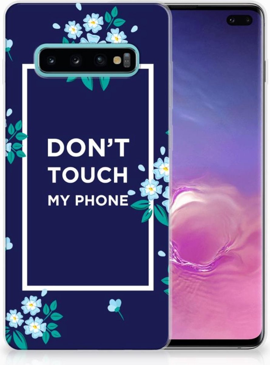Samsung Galaxy S10 Plus Silicone-hoesje Flowers Blue DTMP