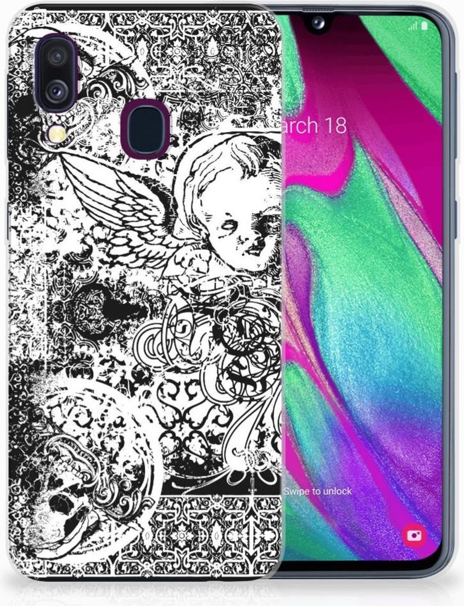 Silicone Back Case Samsung Galaxy A40 Skulls Angel