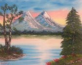 Peinture à l'huile "Paysage de montagne"