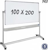 Whiteboard Verrijdbaar - Mobiel Dubbelzijdig - Magnetisch - Emaille 100 x 200 cm