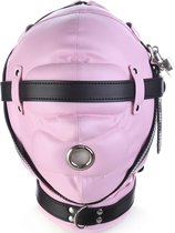Banoch - Foraminis Hood Pink/ Black - Roze/Zwart bondage  masker van PU Leer | BDSM