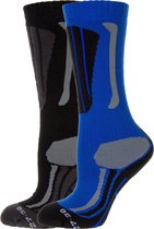 Falcon Max Wintersportsokken - Maat 23-26 - Unisex - blauw/ grijs/ zwart