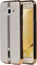 Coque arrière en TPU M-Cases Design en cuir Wit pour Samsung Galaxy J2 2016