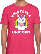 Born to be a unicorn gay pride t-shirt roze heren S