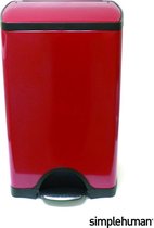 Simplehuman Outlet Afvalemmer Rectangular - RVS - 38 l - Rood