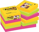 Post-it® Super Sticky Notes, Kleurenset Rio, Canary Yellow™, Neon groen, Fuchsia - 12 blokken