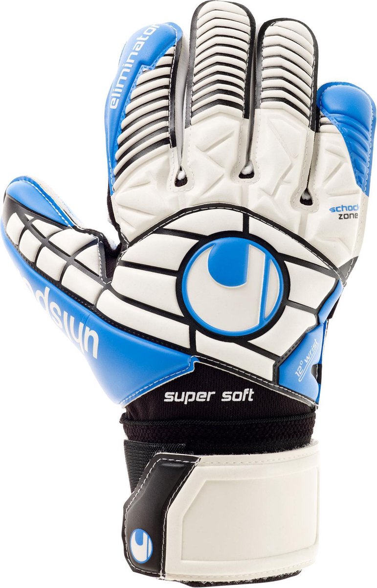 Uhlsport Eliminator Supersoft Keepershandschoen Keepershandschoenen - Unisex - wit/blauw/zwart Maat 9/ Handomvang 24cm