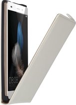 Wit premium leder flipcase voor de Huawei P8 Lite