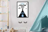 Gepersonaliseerde poster babykamer of kinderkamer, poster met naam van kind, gepersonaliseerd kraamcadeau. Inclusief fotolijst ! 50x70 cm (B2). Little Man Cave