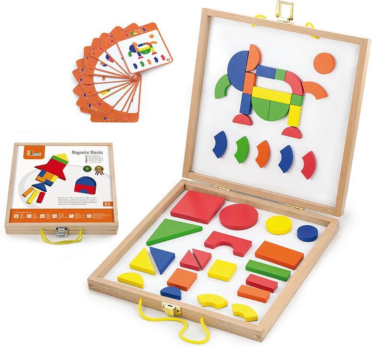 Vigatoys Mozaiek Magnetisch in Houten Kist