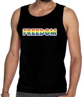Freedom gay pride tanktop/mouwloos shirt zwart heren L