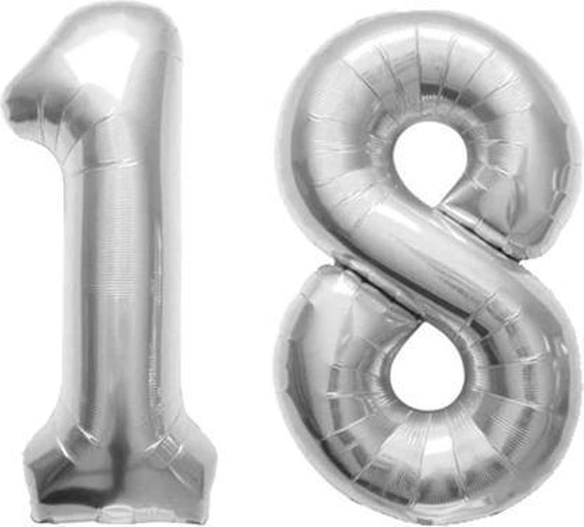 Folieballon Cijfer 18 Zilver - 86 cm