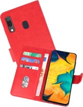 Samsung Galaxy A30 Hoesje Kaarthouder Book Case Telefoonhoesje Rood