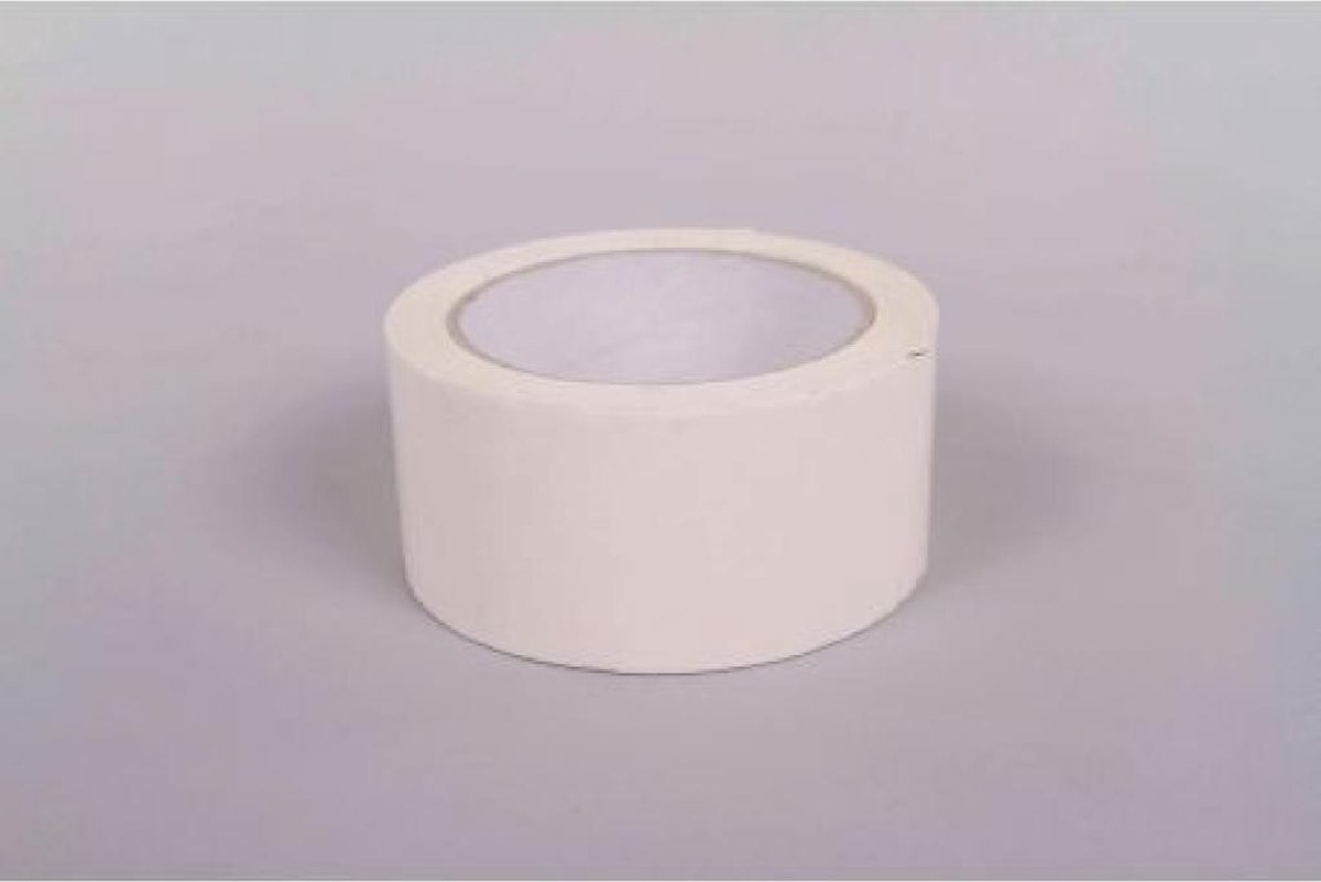 PP-acryl tape. Wit. 48mm x 66mtr. 36 rollen + Kortpack pen (020.0861)