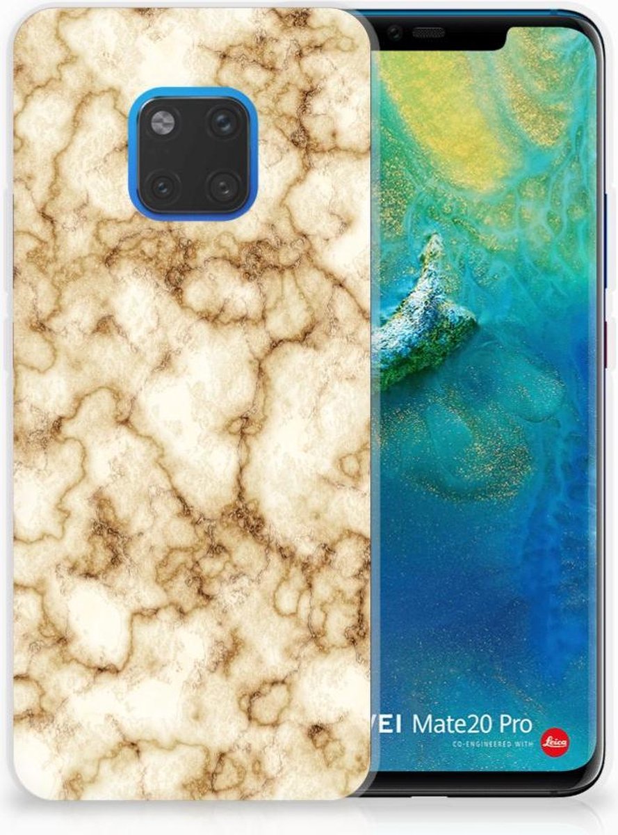 Huawei Mate 20 Pro TPU Siliconen Hoesje Marmer Goud