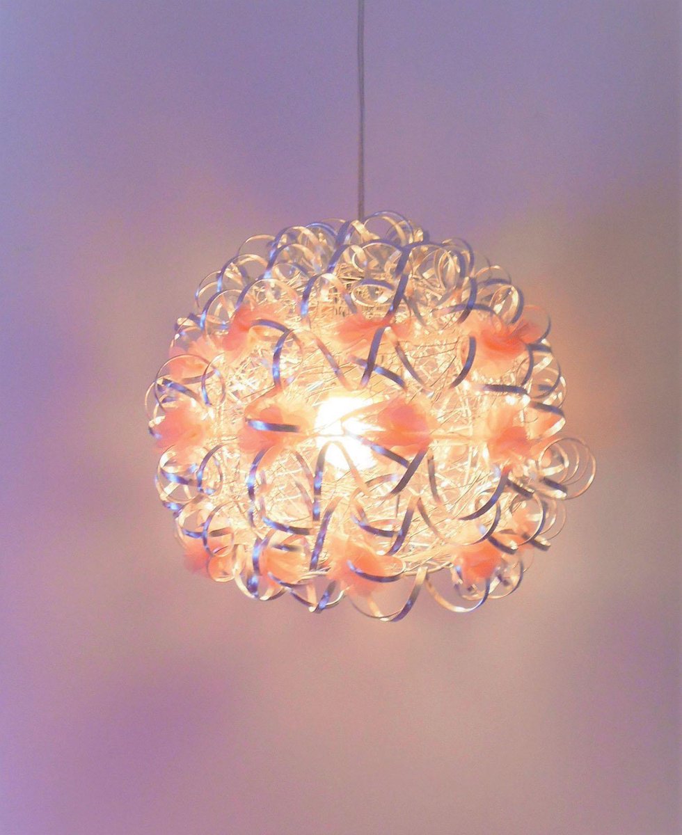Funnylight Vrolijk zilver - design hanglamp met zalm roze bloemen | bol.com