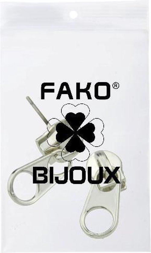 Fako Bijoux® - Oorbellen - Rits - Zilverkleurig