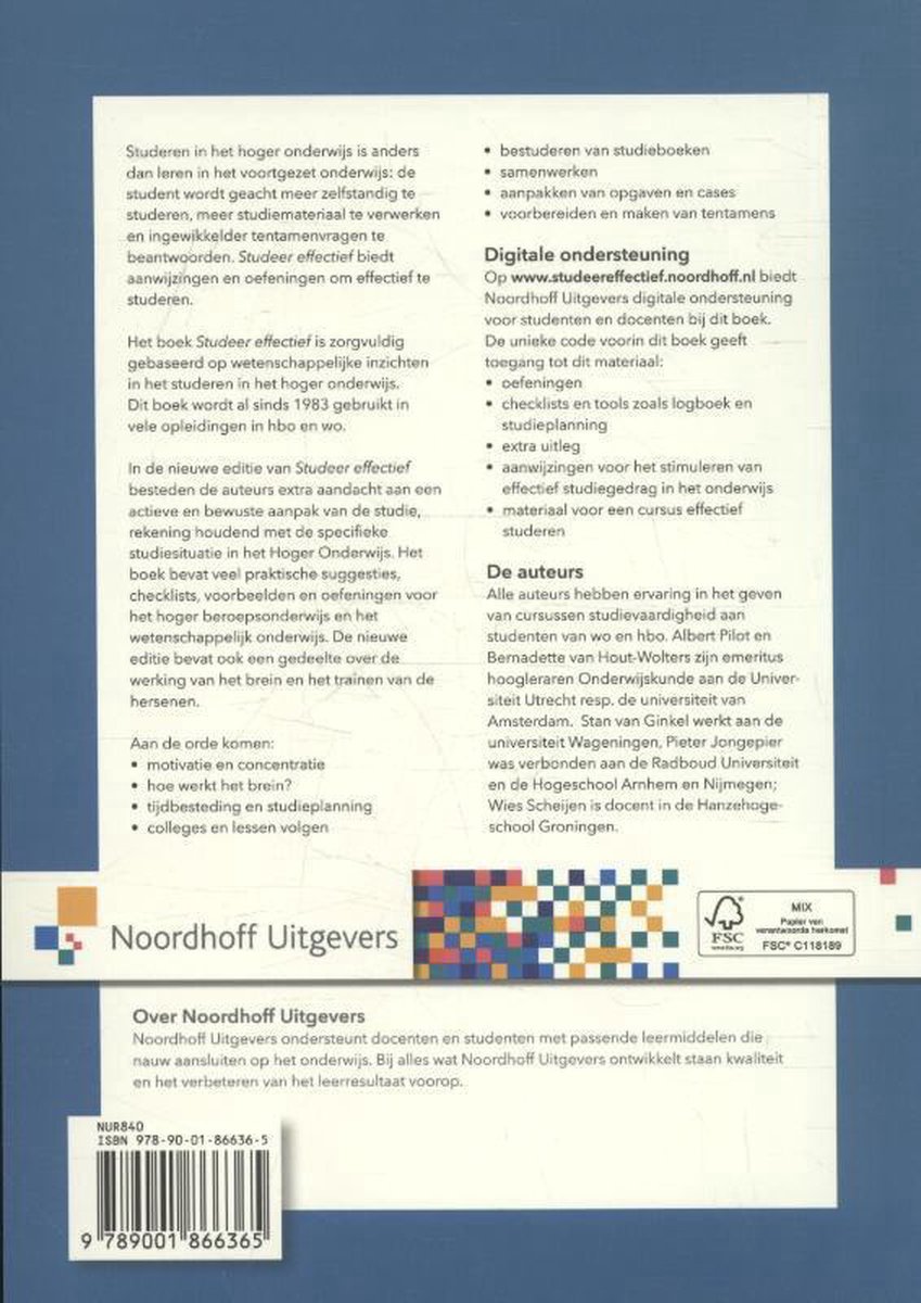 Studeer effectief - back cover