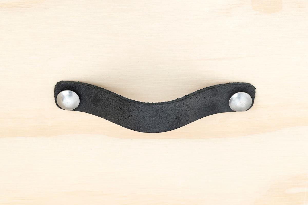 Leren handgreep Antraciet M 18x2 cm