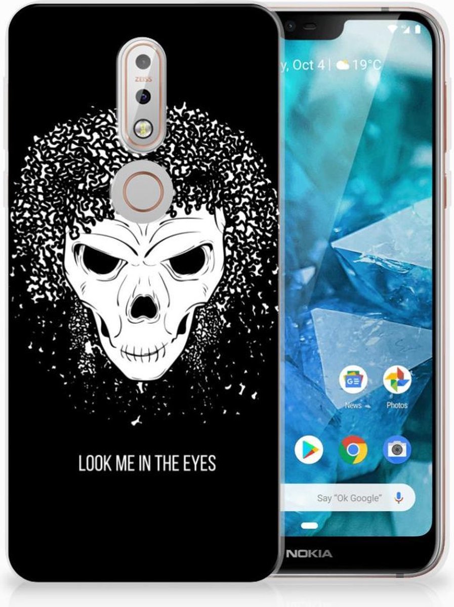 Silicone Back Case Nokia 7.1 Skull Hair