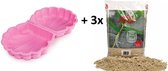 Zandbak schelp roze + 3x speelzand 20kg