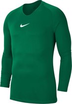 Nike Park Dry First Layer Longsleeve  Thermoshirt - Maat M  - Mannen - groen/wit