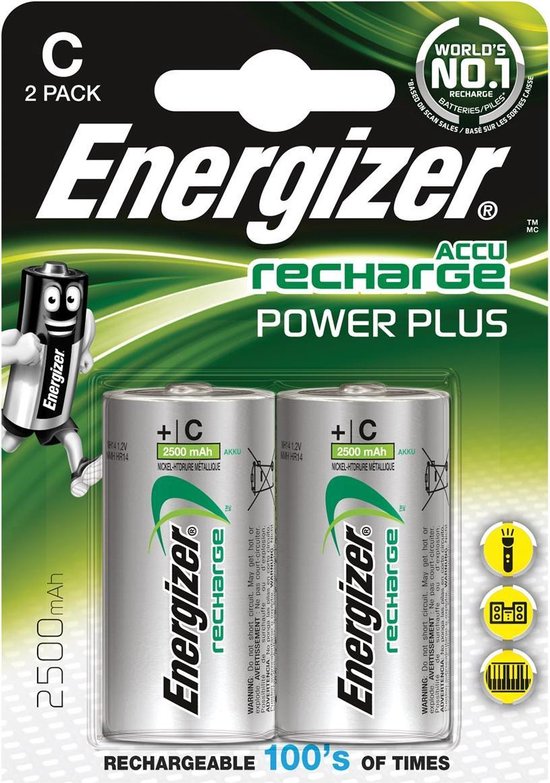 ENERGIZER Pile Power Plus Rechargeable D LR20 2500 mAh, pack de 2