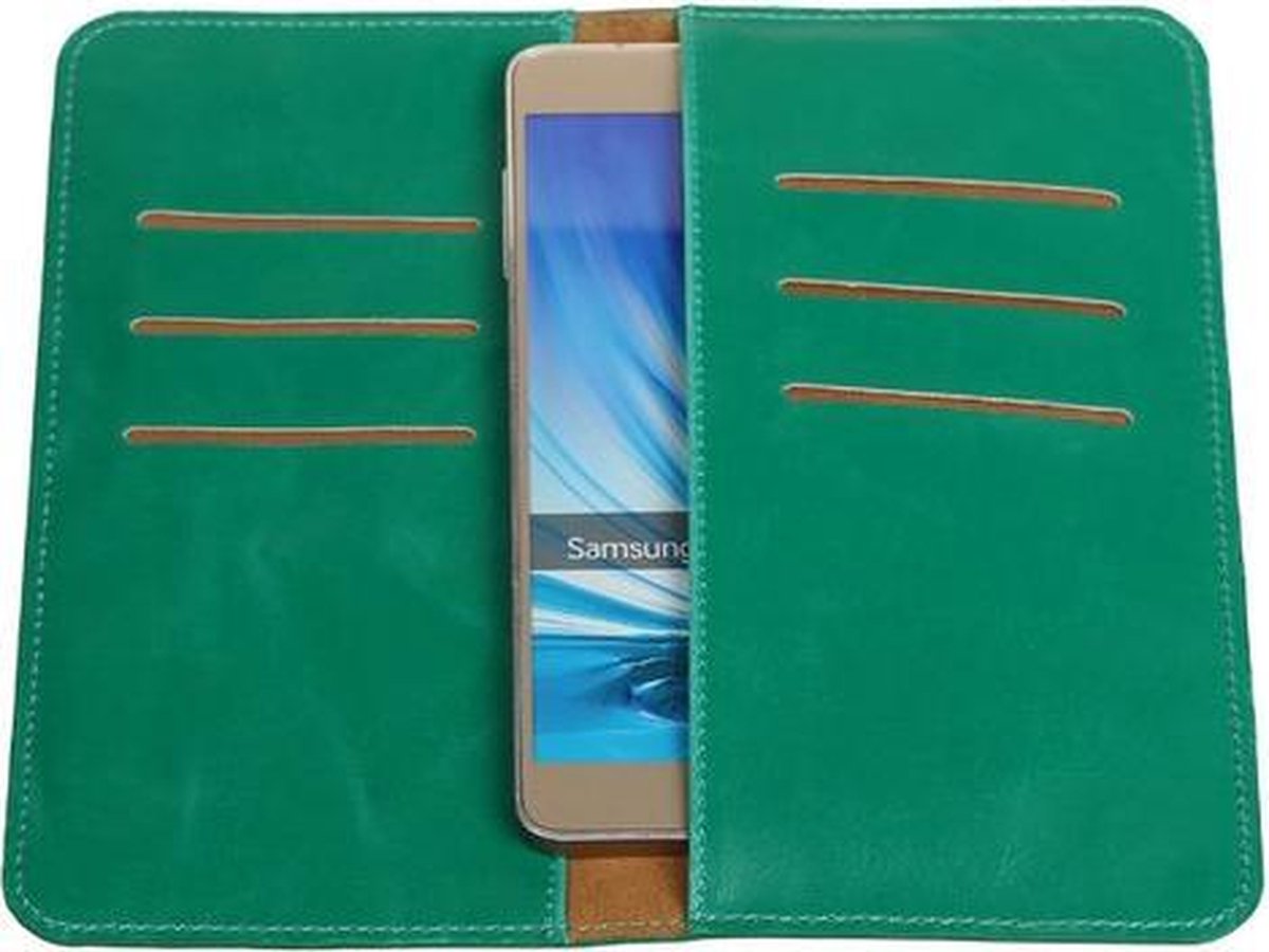Groen Pull-up Large Pu portemonnee wallet voor Samsung Galaxy E7 op Prijzenvolger.com