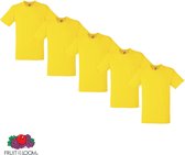 5 Pack Fruit of the Loom American Heavy T-shirts ronde hals maat XL Kleur Geel