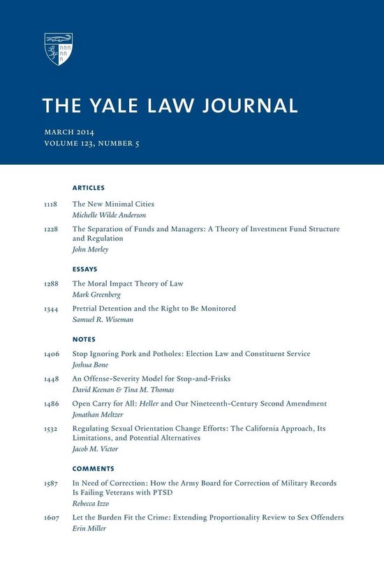 Yale Law Journal: Volume 123, Number 5 - March 2014 - cover