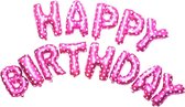 Roze folieballonnen in de vorm van letters 'HAPPY BIRTHDAY' (13 stuks) - Ballonnen verjaardag decoratie meisje