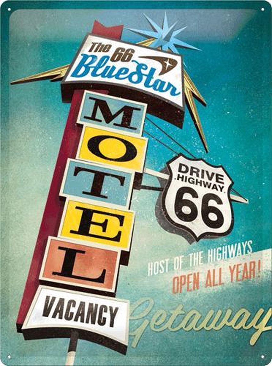 Nostalgic Art Merchandising Nostalgic Art Metalen bord The 66 Blue Star Hotel multi