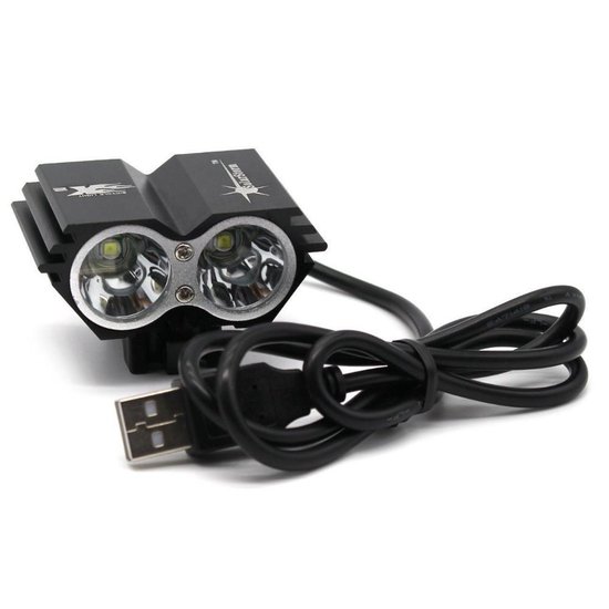 SolarStorm X2 MTB/race LED koplamp 2x CREE T6 LED klein maar EXTREEM veel licht - USB aansluiting - met 20.000mAh LiPo powerbank - Zwart — afbeelding 3