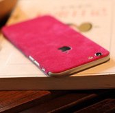 Xssive Hoesje voor iPhone 7 Telefoon Sticker Suede Look Hot Pink