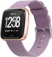 Nylon Armband Voor de Fitbit Versa, Versa Lite, Versa 2 - Horloge Band - Paars - Large