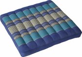 Thais Stoelkussen en Tuinkussen 52 x 52 cm Donkerblauw/Blauw