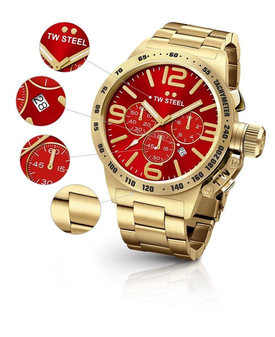 TW Steel CB114 Canteen Bracelet Collection Horloge Staal 50 mm Goudkleurig bol